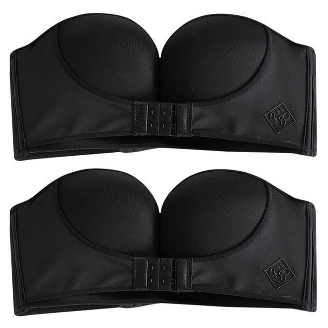 Full Coverage Bras for Women Bra Womens 2PCS Solid Color Strapless Non Slip Adjustment Rimless Dress Bra F Cup