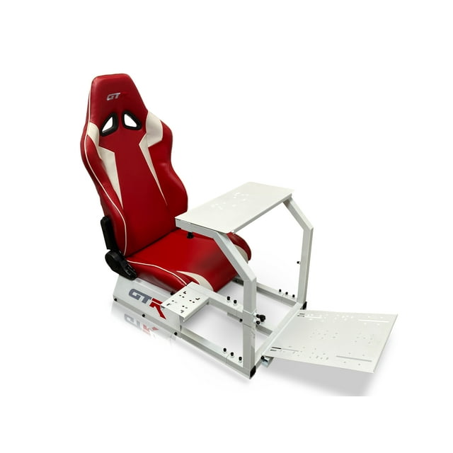 GTR Simulator GTA Modèle de Cockpit de Simulateur de Course Cadre Blanc avec Siège Rouge/blanc