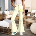 thumbnail image 2 of Girls Uniform Pants Size 10 Flare Pants High Waisted Bell Bottoms School Uniform Outfits Back To School Clothes Beige, 2 of 4