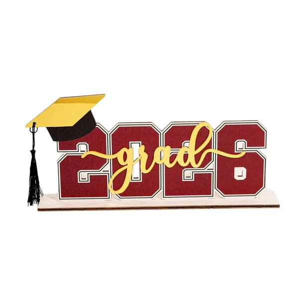 Escritorio de madera en 3D para la temporada de graduación: artículo decorativo para las fiestas de graduación y «GRAD»