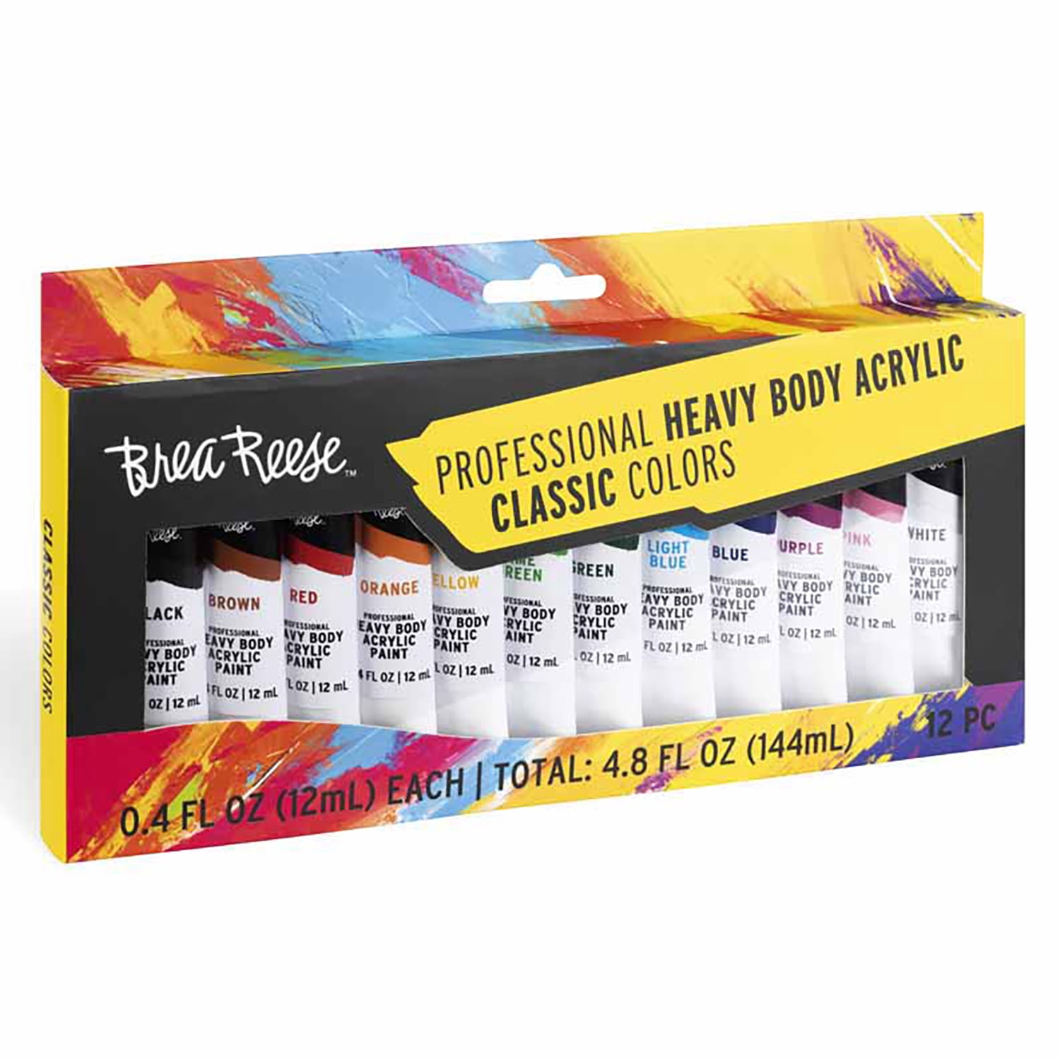 Professional Heavy Body Acrylic Paint Set - Classic Colors - 12 Tubes