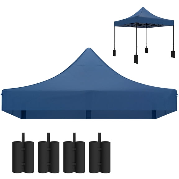 10 ft x 10 ft Navy Blue Pop-Up Canopy Replacement Top, with 4 Weight Bags