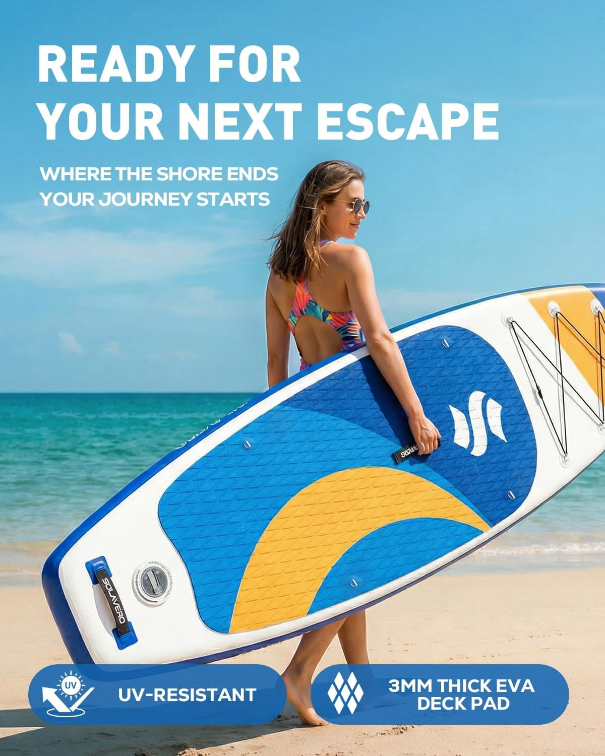 SOLAVERO Inflatable Stand Up Paddle Board for 2 Person, Ultra-Light SUP Board with Accessories for Adults & Youth of All Skill Levels