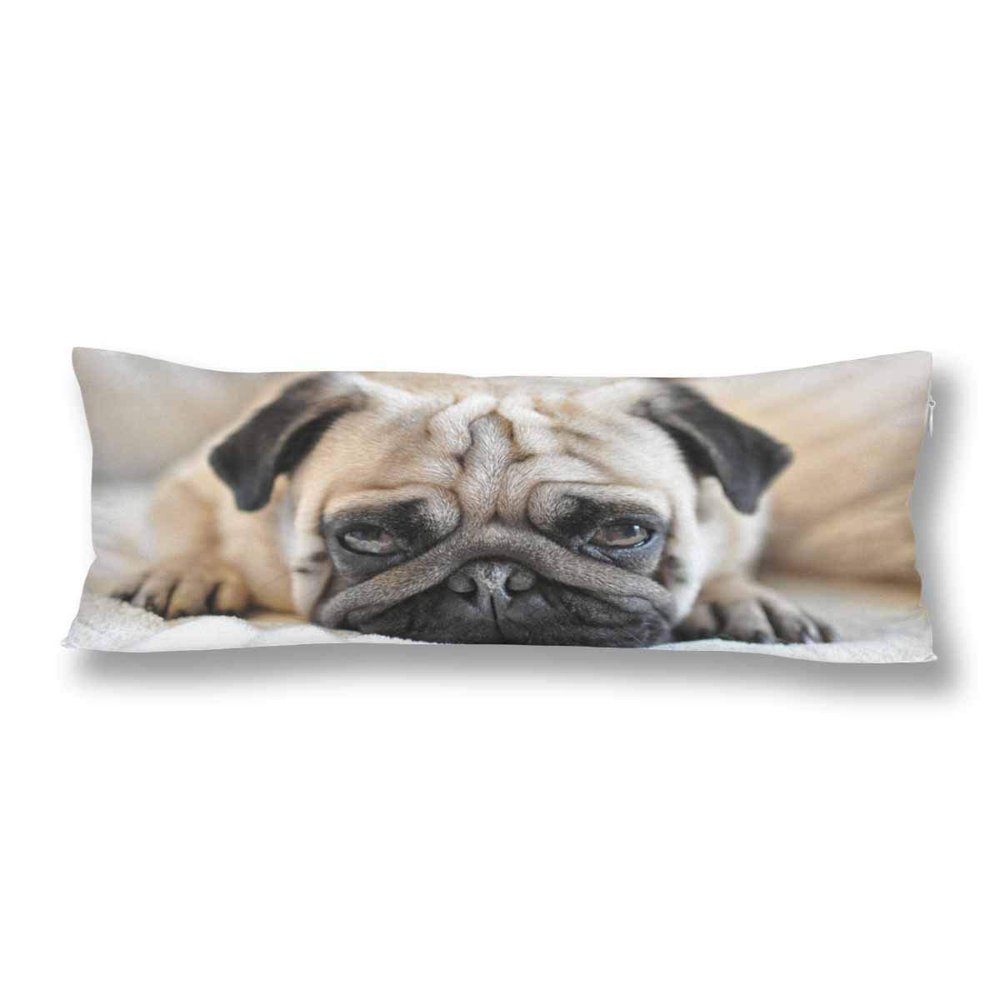 ABPHOTO Funny Pug Dog Body Pillow Covers Pillowcase 20x60 inch Hipster