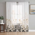 thumbnail image 2 of Sheer Curtains 84 inches Long 2 Panels Set Rustic Field Light Filtering Sheer Drapes Rod Pocket Window Curtains for Living Room/Bedroom, Silhouette Flower Herb Cream Black, 2 of 8