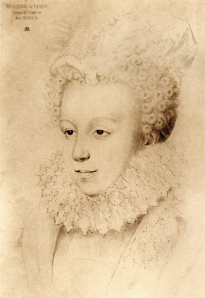 Queen Margot Margeurite De Valois 1553-1615 Aged 20 1St Wife Of Henry Iv Daughter Of Henry Ii Of France And Catherine De Medicis From An Engraving After A Drawing By An Unknown Artist Canvas Art - Ken