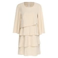 thumbnail image 3 of YiZYiF Robe de Soirée à Volants Manches Courtes Superposée Col Rond Robe Formelle pour Mariage Femmes Champagne S, 3 of 6