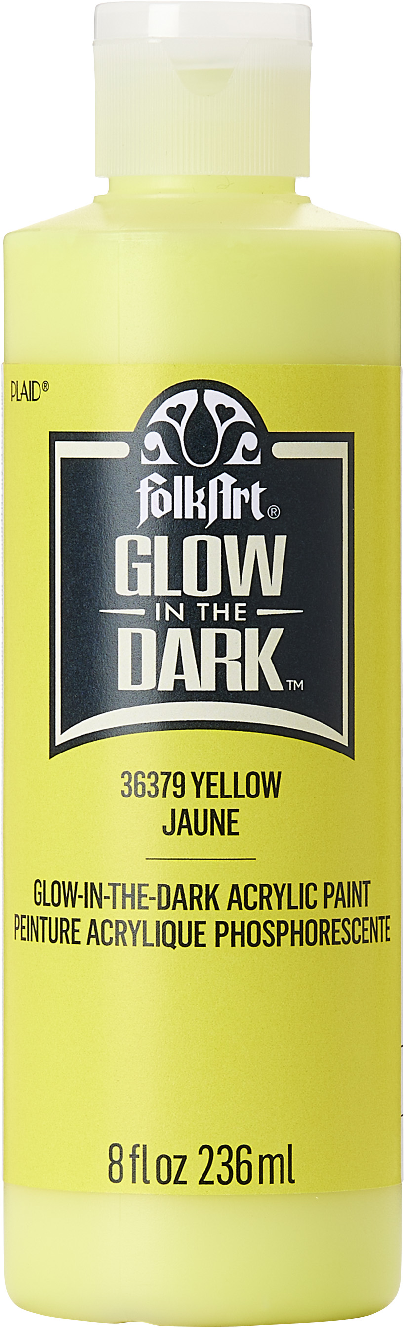 FolkArt Glow-in-the-Dark Acrylic Craft Paint, Matte, Yellow, 2 fl oz