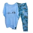 thumbnail image 1 of Fankiway Ensemble Imprimé pour Femmes Col Rond Manches Mi-Longues Pull + Pantalon Tenues d'Été pour Femmes 2023, 1 of 6