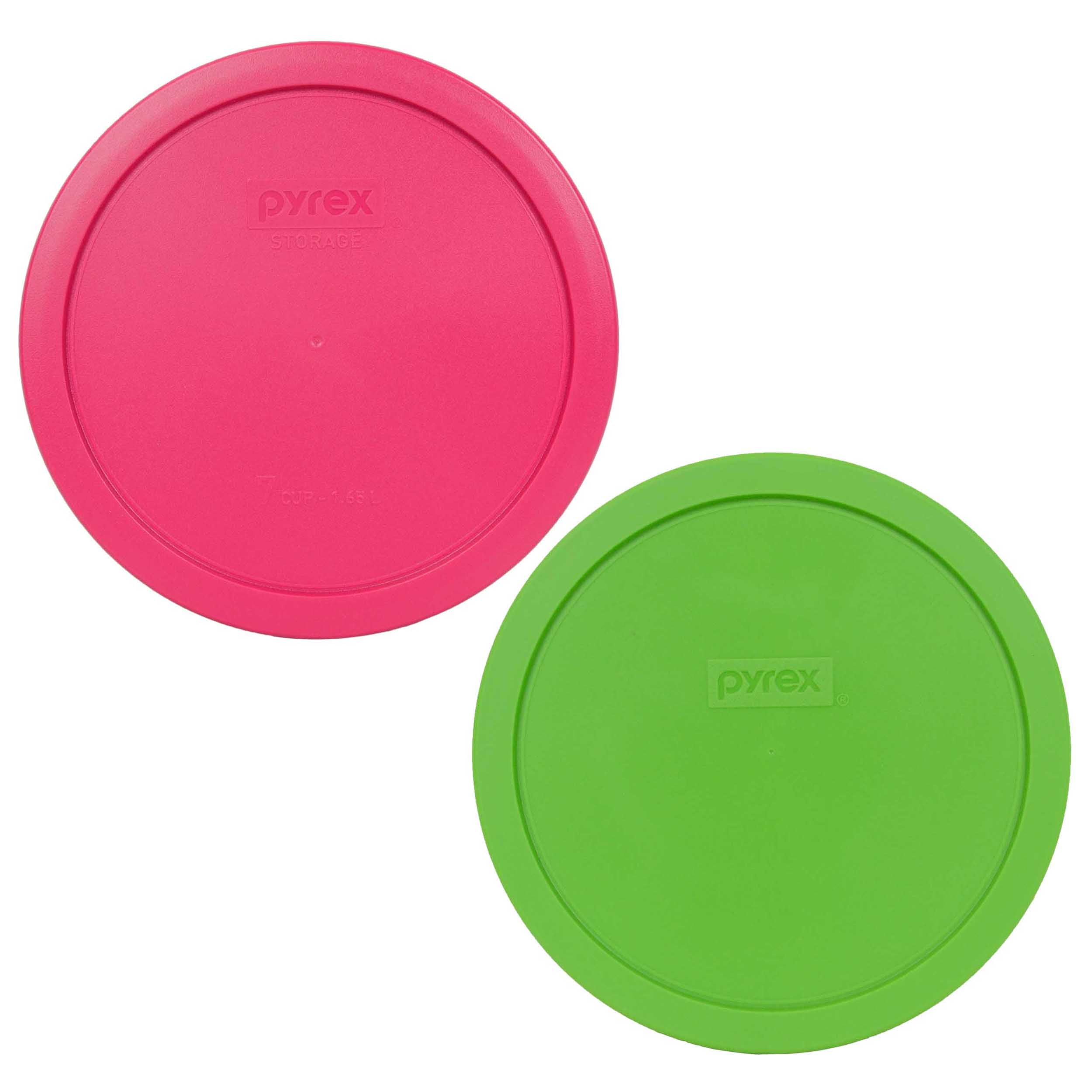Pyrex Replacement Lid 7402PC (1) Green and (1) Fuschia Round Plastic