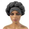 thumbnail image 2 of Outfmvch Turbans for Women head scarf cancer headwear for women chemo hijab cap hats for women Boho Braided Turban Hat African Turbans For Headwraps For Black Braid Silky Turban Hats Gray 1 One Size, 2 of 5