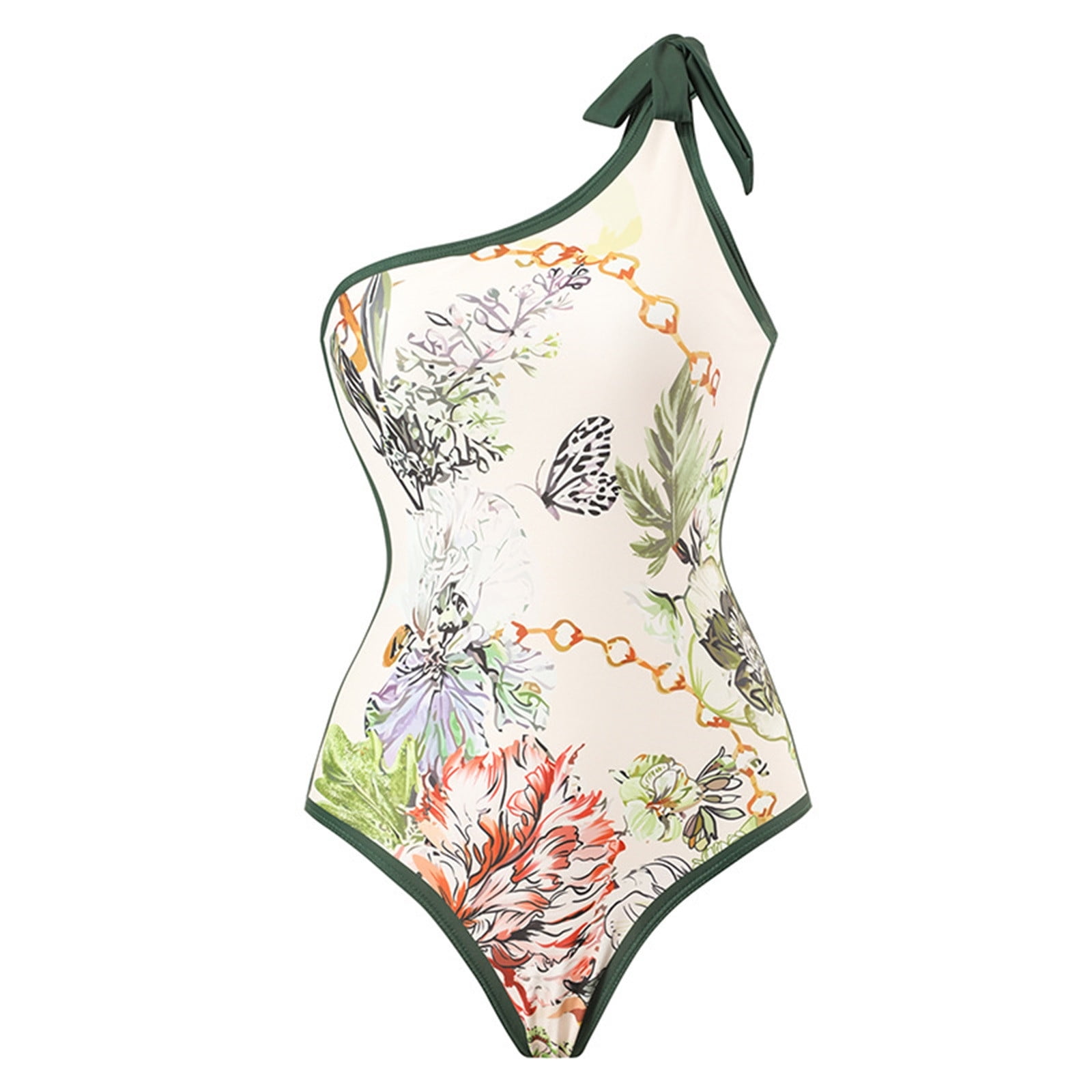 ZQGJB Sexy One Piece Tankini Swimsuit with Chiffon Wrap Around Long Skirt for Women Vintage Summer Floral Printed Tummy Control Bathing Suit 2 Piece Set #16-Green M