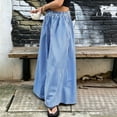 thumbnail image 5 of Cagogo Women's Striped Wide Leg Pants Elastic Waist Casual Loose Flowy Long Trousers for Summer Beach Travel Lounge Palazzo Style, Sky Blue 2XL, 5 of 9