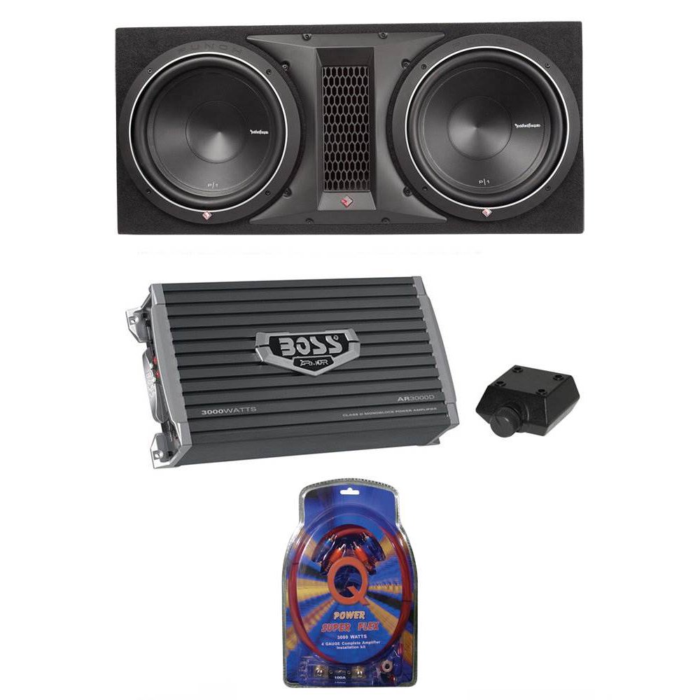 Rockford Fosgate P12X12 12" 1000W Dual Subwoofer + Box + 3000W Amp