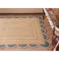 thumbnail image 2 of Natural Scalloped Jute Area Rug Bohemian Scallop Boho Decor Area Handwoven Custom Rugs Decorative Rug Reversible Braided Rugs (Grey, 3x5 ft), 2 of 8