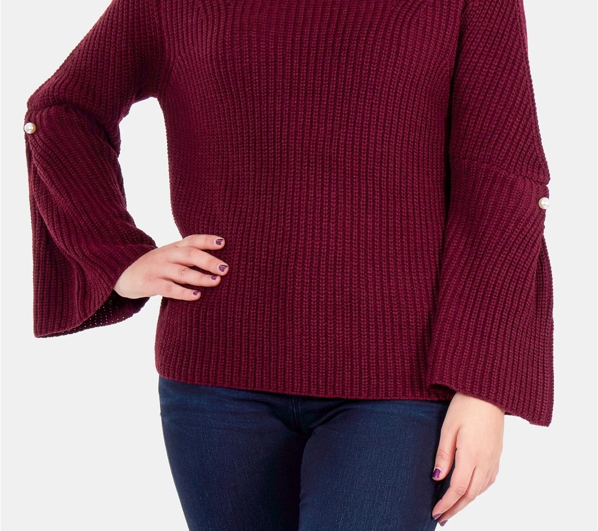 mock neck bell sleeve sweater