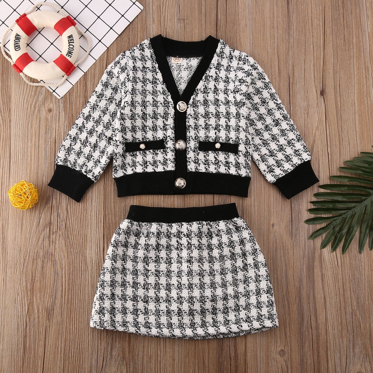 2pcs Toddler Girl Unicorn Floral Print Long-sleeve White Tee and Letter Print Skirt Set