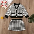 thumbnail image 2 of Inevnen 2Pcs Toddler Baby Girls Long Sleeve Plaid Tweed Cardigan Coat Dress Skirt Princess Party Formal Outfits, 2 of 9
