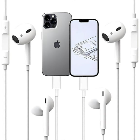 2 Packs-for iPhone Headphones for Phone Earbuds Wired Lightning Headphone [MFi Certified] Built-in Mic & Volume Control,for iPhone 14/13/12/11/XR/X/8/7,All iOS System