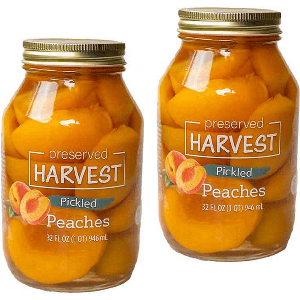 Preserved Harvest Pickled Peach Halves, 32 oz. Quart Jars, 2Pack