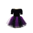 thumbnail image 2 of Alvivi Kids Girls Halloween Witch Cosplay Costume Bubble Sleeve Tutu Dress Fancy Dress Up Party Outfit Purple 4, 2 of 7