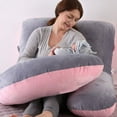thumbnail image 3 of Pregnancy Velvet Pillow Maternity Belly Contoured Body J Shape Extra Large Grey byTopchances, Pink & Grey, 3 of 8