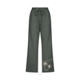 thumbnail image 4 of VERUGU Capris Pants for Women Fashion Casual Printing Elastic Loose Pants Straight Wide Leg Trousers with Pocket Army Green 3XL, 4 of 5