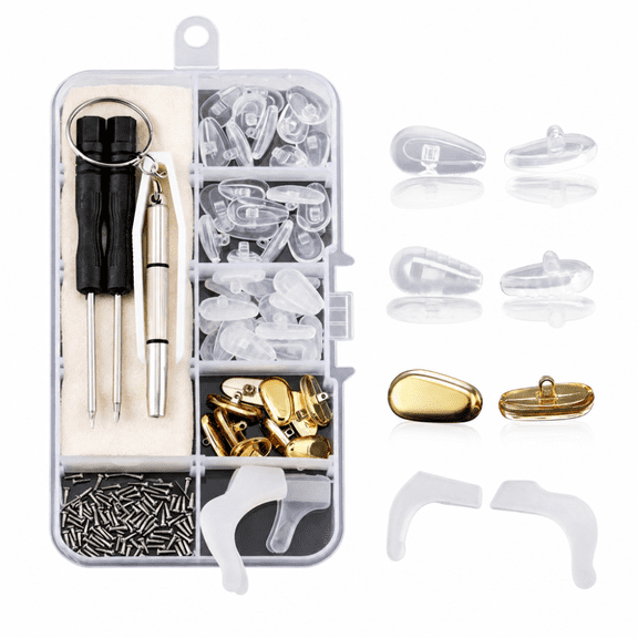 Magnetic Eyeglass Repair Kit, Glasses Repair Kit with Eyeglass Screws Include Nose Pads, Precision Screwdriver Tool Set and Tweezers for Eyeglasses, Sunglasses, Watch Clock Spectacle Repair