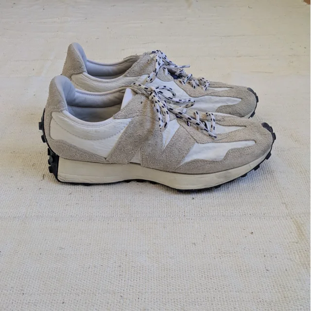 New Balance 327 Sneakers 12 White Gray Athletic Running Shoes Walking Retro 70s