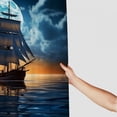 thumbnail image 3 of Orinice  Pirate Ship Shower Curtain Nautical Sailboat Sailing Ocean Adventure Full Moon Cloudy Night Sky Bathroom Decor Set Fabric Polyester with Hooks 60x72, 3 of 7