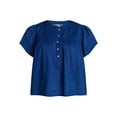 thumbnail image 5 of Terra & Sky Women's Plus Short Sleeve Smock Yoke Top, Sizes 0X-5X, 5 of 5