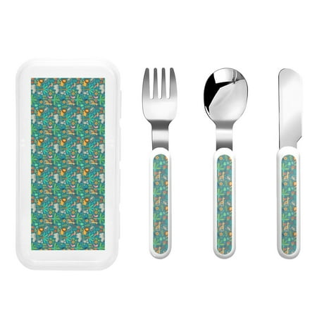 

Matuu Jungle Animals for Stainless Steel Kids Cutlery and Toddler Flatware Kids Utensil Set includes Knives Forks Spoons Ideal for Home and Preschools