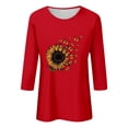 thumbnail image 4 of T-Shirt à Manches Courtes pour Femmes Seductiva Soldes de Liquidation T-Shirt à Col Rond pour Femmes Imprimé à Manches Sept Quarts T-Shirt Décontracté Haut, 4 of 4