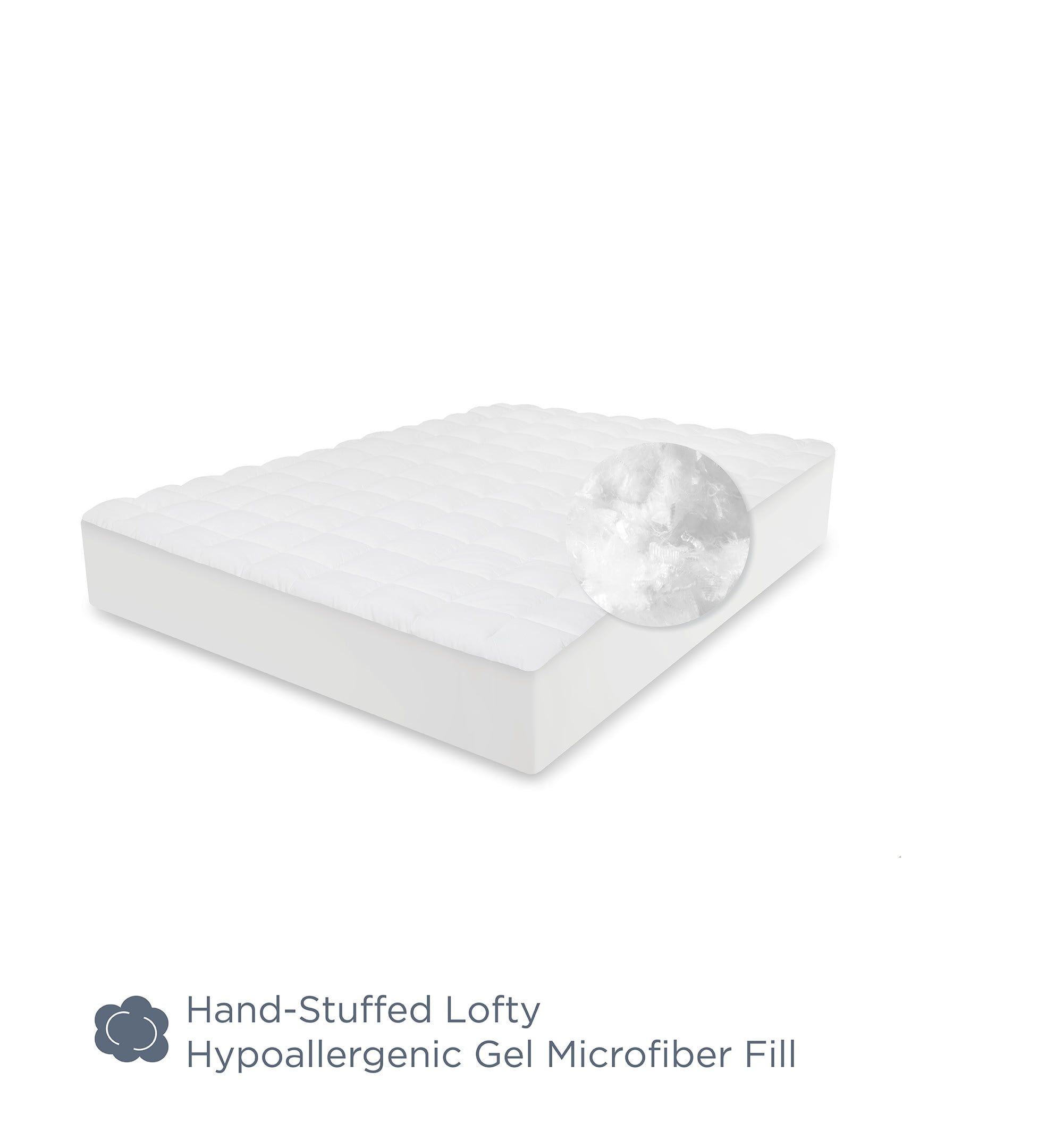 75" White Luxury Overstuffed Gel Fiber Full Size Mattress Pad