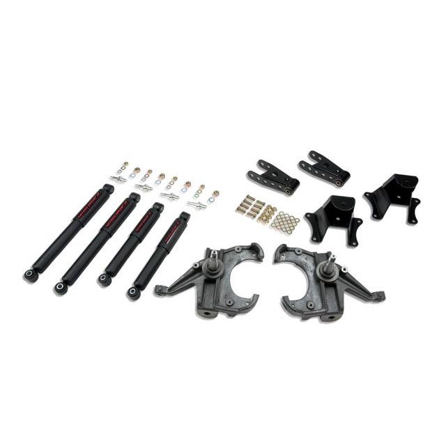 Fits 1975-1986 Chevrolet C10 Bell Tech Lowering Kit 704ND 3 Inch Front/4 Inch Rear Drop; Nitro Drop Shock Absorbers; With Drop Spindle Set/Shackle Kit/Leaf Spring Hangers