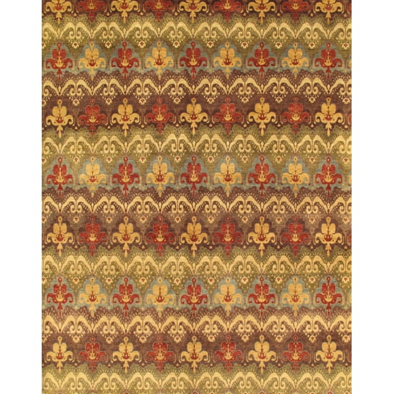 Pasargad Home Ikat Collection Hand-Knotted Lamb's Wool Area Rug- 12' 0" X 14' 11"
