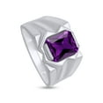 thumbnail image 2 of AFFY 8x10 mm Simulated Birthstone Men's Ring Amethyst In 14K White Gold Plated 925 Sterling Silver. Ring Size 7, 2 of 6