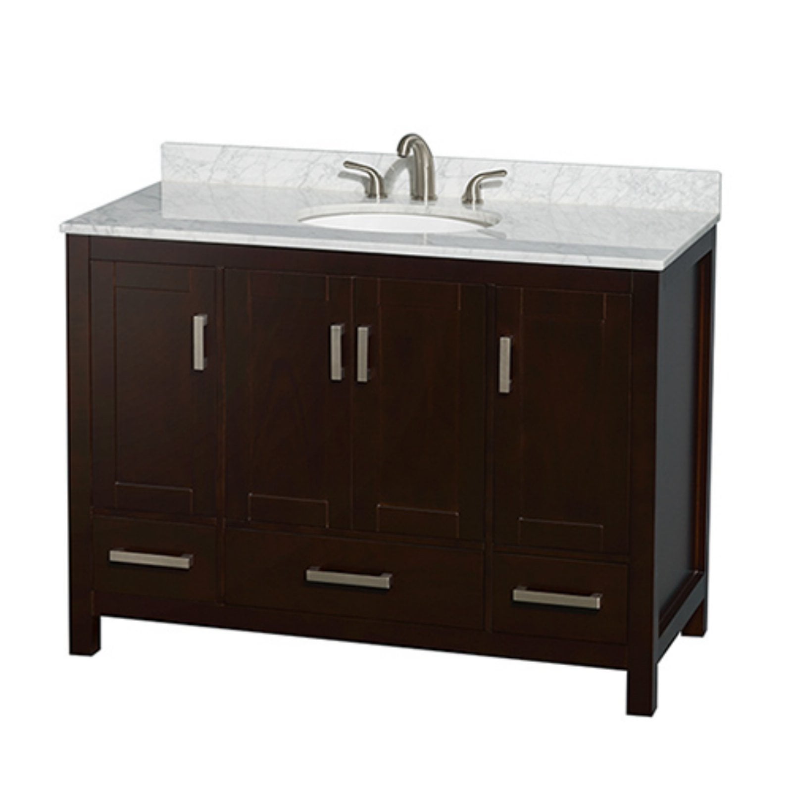 Wyndham Collection Sheffield 48" Single Bathroom Vanity, Espresso, Ivory Marble Countertop