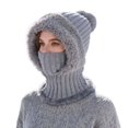 thumbnail image 2 of Spencer Womens Winter Hats, 3-in-1 Winter Beanie Scarf & Mask Set Knit Beanie Hat Fleece Lined Skull Hats with Pompom for Women, Gray, 2 of 10