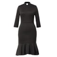 thumbnail image 3 of Afinprain Womens Clergy Dress 3/4 Sleeve Mermaid Hem Black Dresses with Tab Collar, 3 of 6