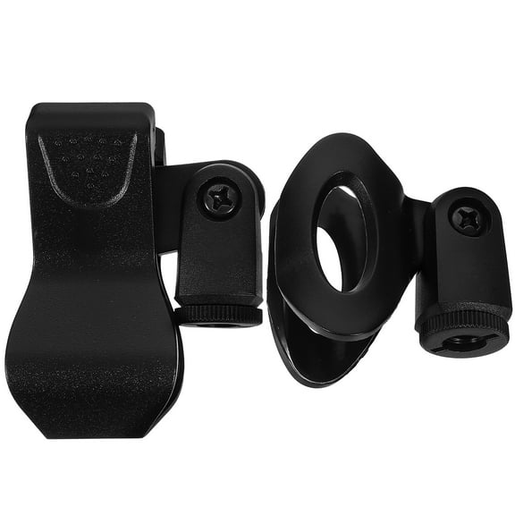 2 Pcs Universal Microphone Spring Clip Mic Holder Clip Wireless Microphone Black