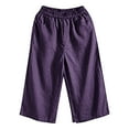 thumbnail image 5 of Scyoekwg Womens Capris for Summer Elastic Waist Loose Wide Leg Cropped Trousers Pants Ladies Capris Casual Comfy Loose Solid Color Trendy Summer Pants (Purple,M), 5 of 5