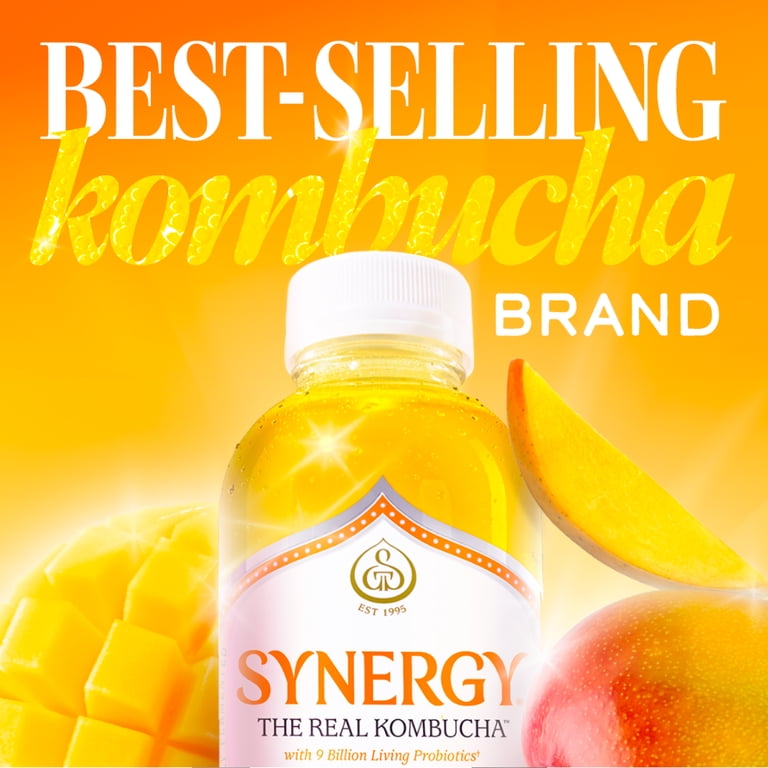 GT'S Synergy Organic Mystic Mango Kombucha, 16 Fl. Oz. - Walmart.com
