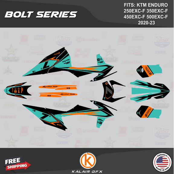 Kalair GFX Graphics Kit for KTM ENDURO 4-STROKE 250EXC-F,350EXC-F,450EXC-F and 500EXC-F (2020-2023) Bolt Series