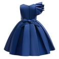 thumbnail image 3 of 6Y Little Girls Dress Little Girls Princess Dress Solid Color Party Dress 7Y Girls Sleeveless Ruffle Pleated Dress Blue, 3 of 7