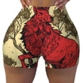 thumbnail image 2 of Uemuo Mythical Red Stag Illustration Pattern Women Workout Impact Shorts Scrunch Butt Lifting Gym Shorts Seamless Booty Biker Shorts-Large, 2 of 8