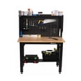 thumbnail image 4 of Montezuma 4' Adjustable Steel and Solid Wood Workbench Station with Pegboard and Shelf Storage, 4 of 6
