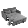 thumbnail image 2 of 3 in 1 Convertible Sleeper Sofa Bed, 55" Modern Convertible Sofa Bed with 2 Detachable Arm Pockets,Velvet Pull Out Couch with Pull Out Bed for Living Room Furniture,Gray, 2 of 7