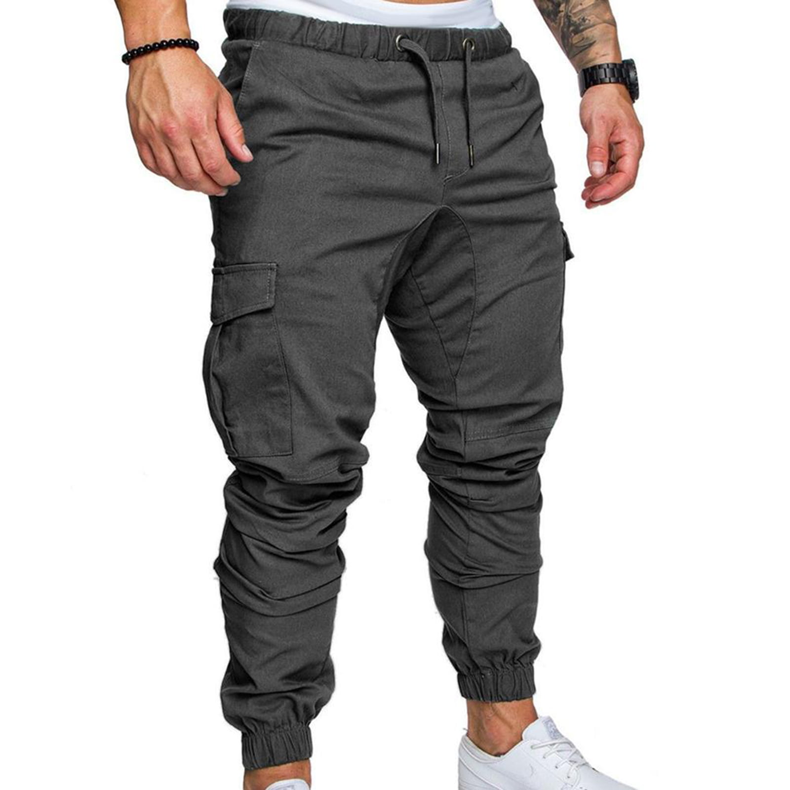 New Men's Slim Fit Urban Straight Leg Trousers Casual Pencil Jogger Cargo Pants* 