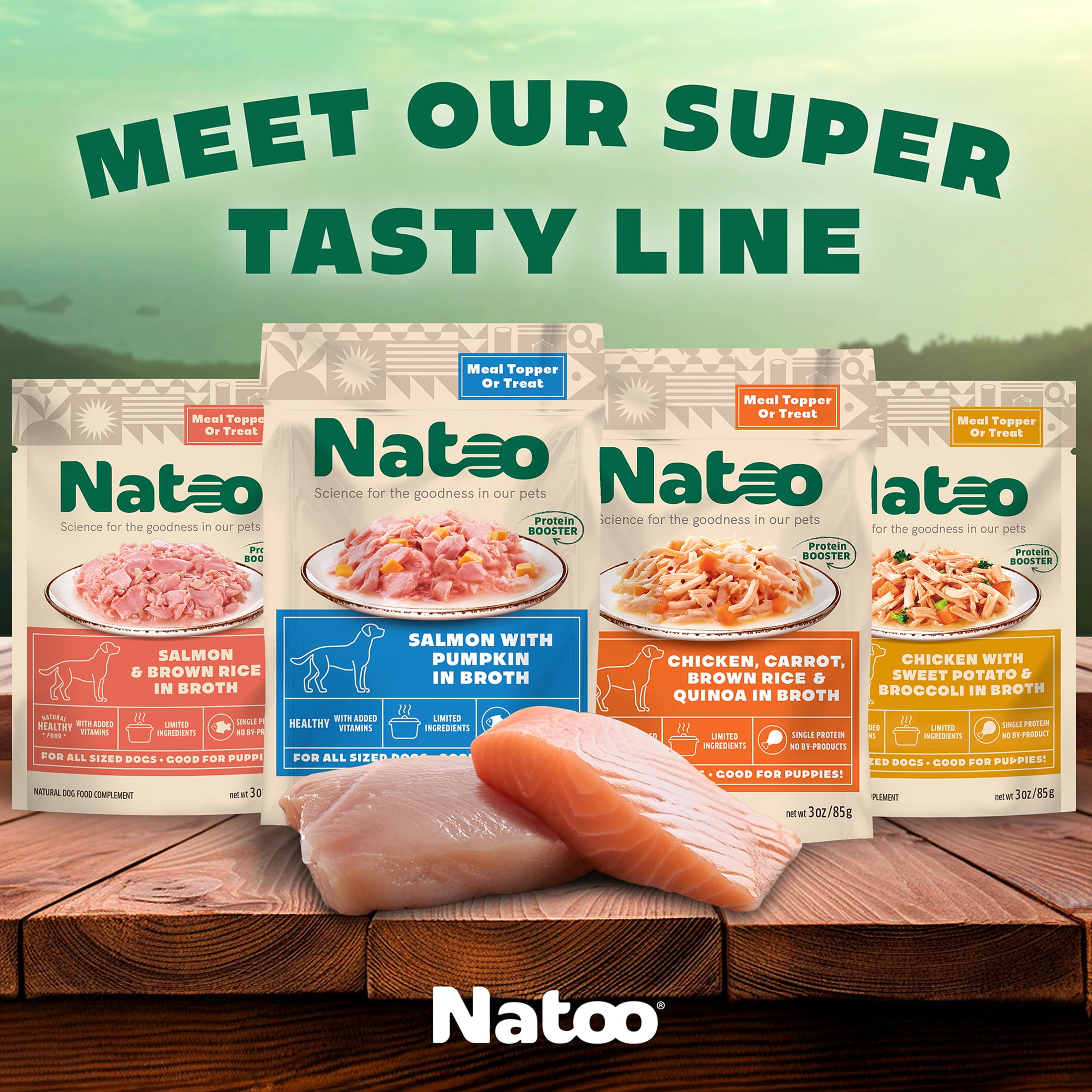 NATOO Dog Food Topper for Picky Eaters & Dog Treat (Salmon & Pumpkin), Dog Toppers for Dry Food, Wet Meal Toppers for Dogs & Puppies, Limited Ingredient Dog Food, (Case of 20) 3 oz Each